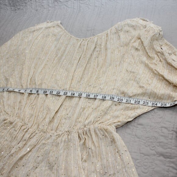 Free People Womens Little Shine Tunic NWT Sequins Cream Size Small Boho Peasant - Picture 7 of 10